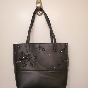 Charming Charlie Black Daisy Handbag